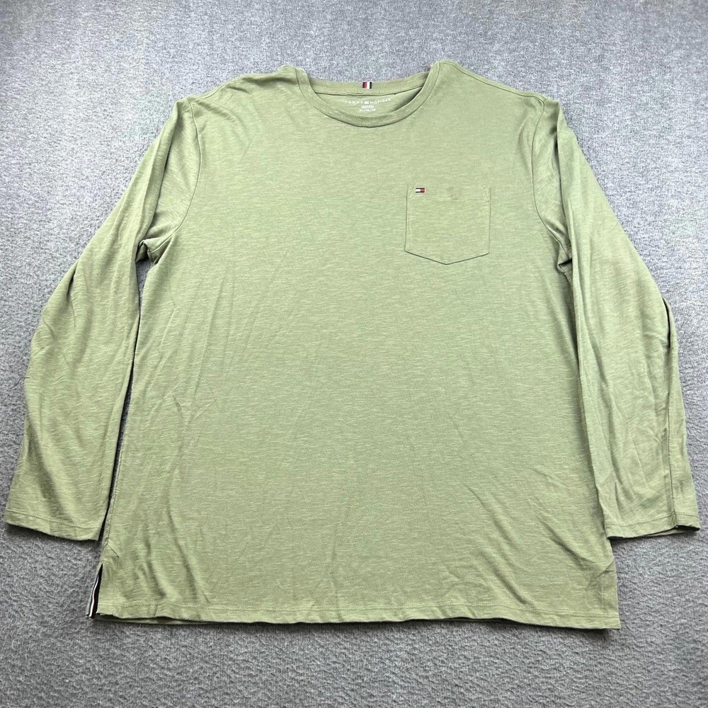 Tommy Hilfiger Men's XL Long Sleeve Pocket T-Shirt Olive Green
